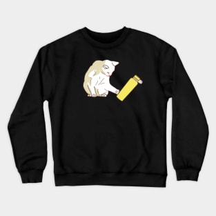 Cat knocking yellow water bottle Crewneck Sweatshirt